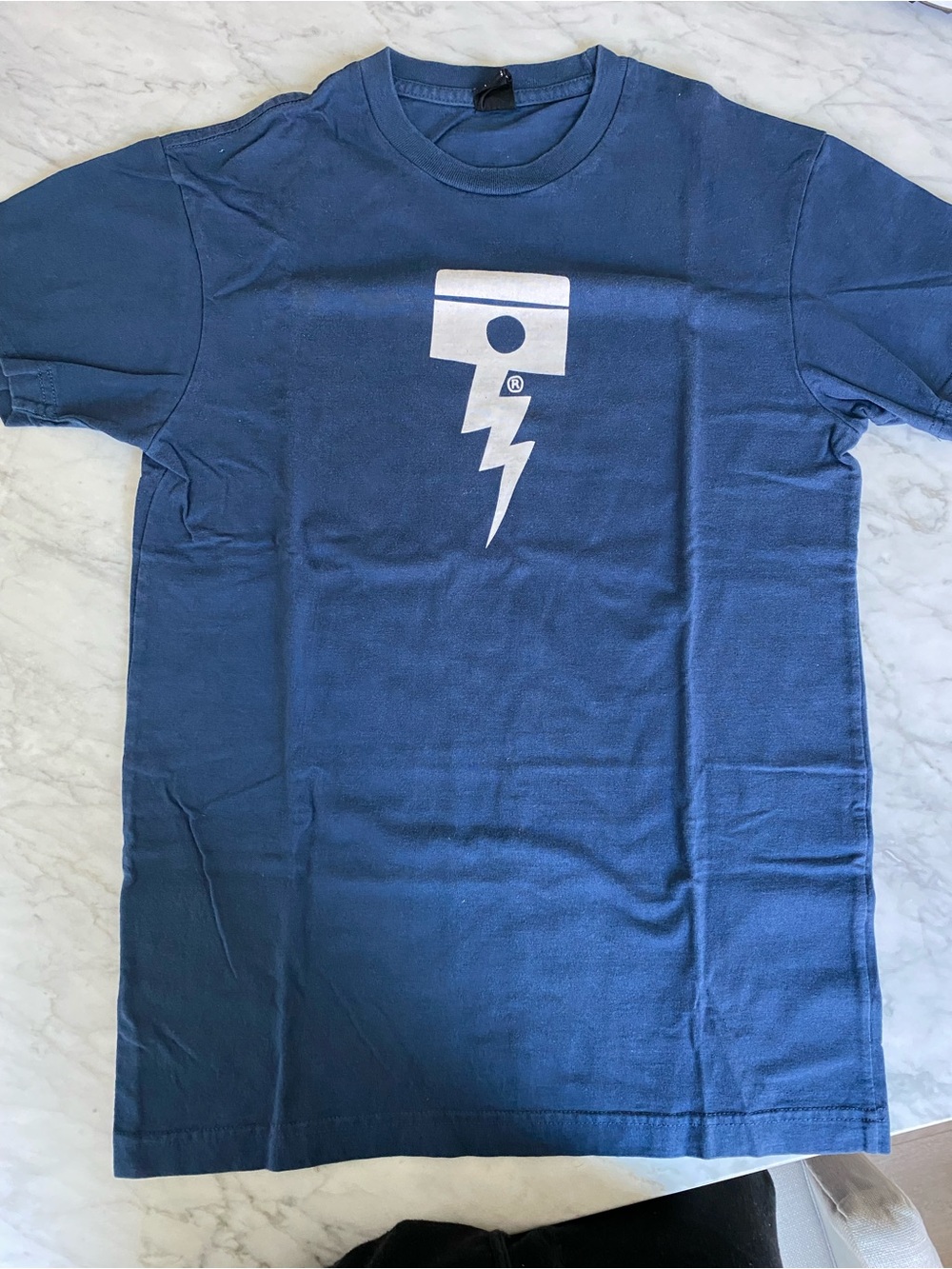 Deus Ex Machina Navy Short Sleeve Tee with White Bolt Logos